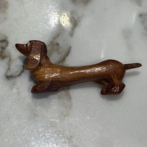 Vintage Wooden Dachshund Dog Handcrafted Brooch Pin